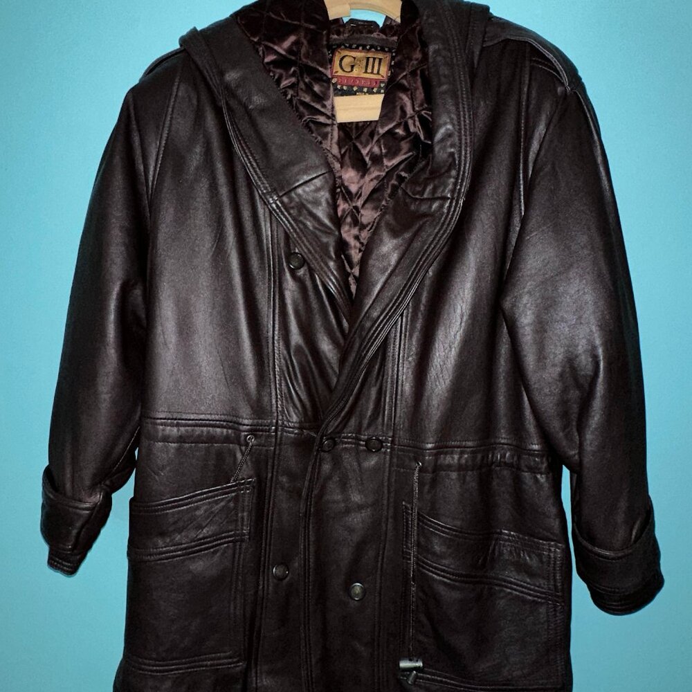 Vintage G3 GIII Leather Trench Jacket Men Size L